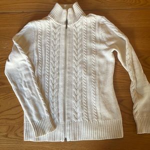 Cream zip front cardigan